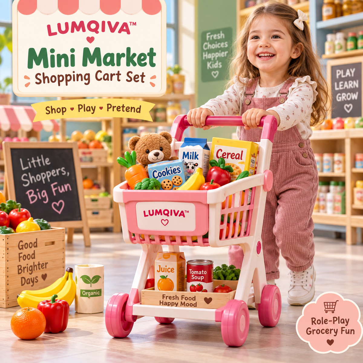 LUMQIVA™ Mini Market Shopping Cart Set