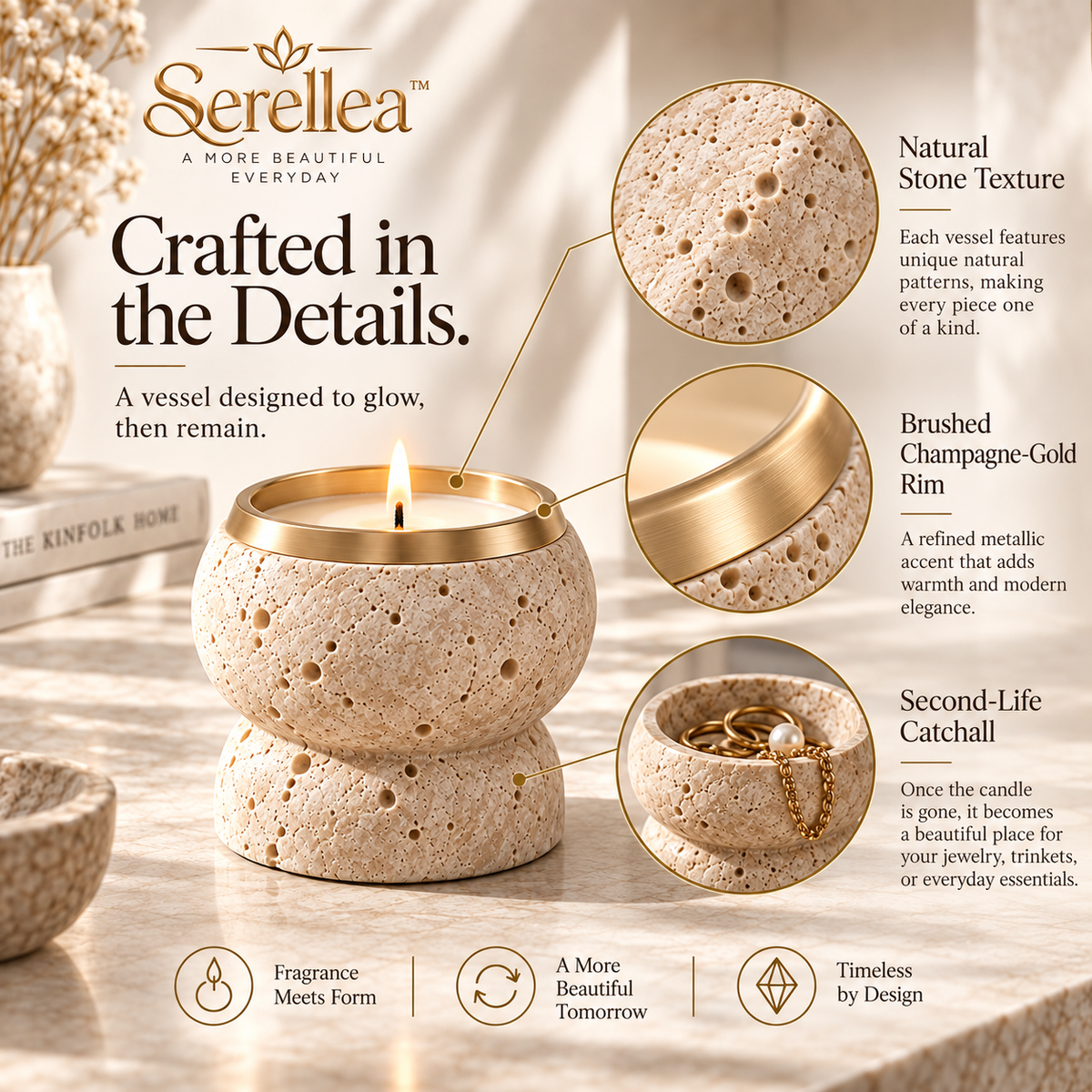 Serellea™ Odette Sculpted Candle Vessel