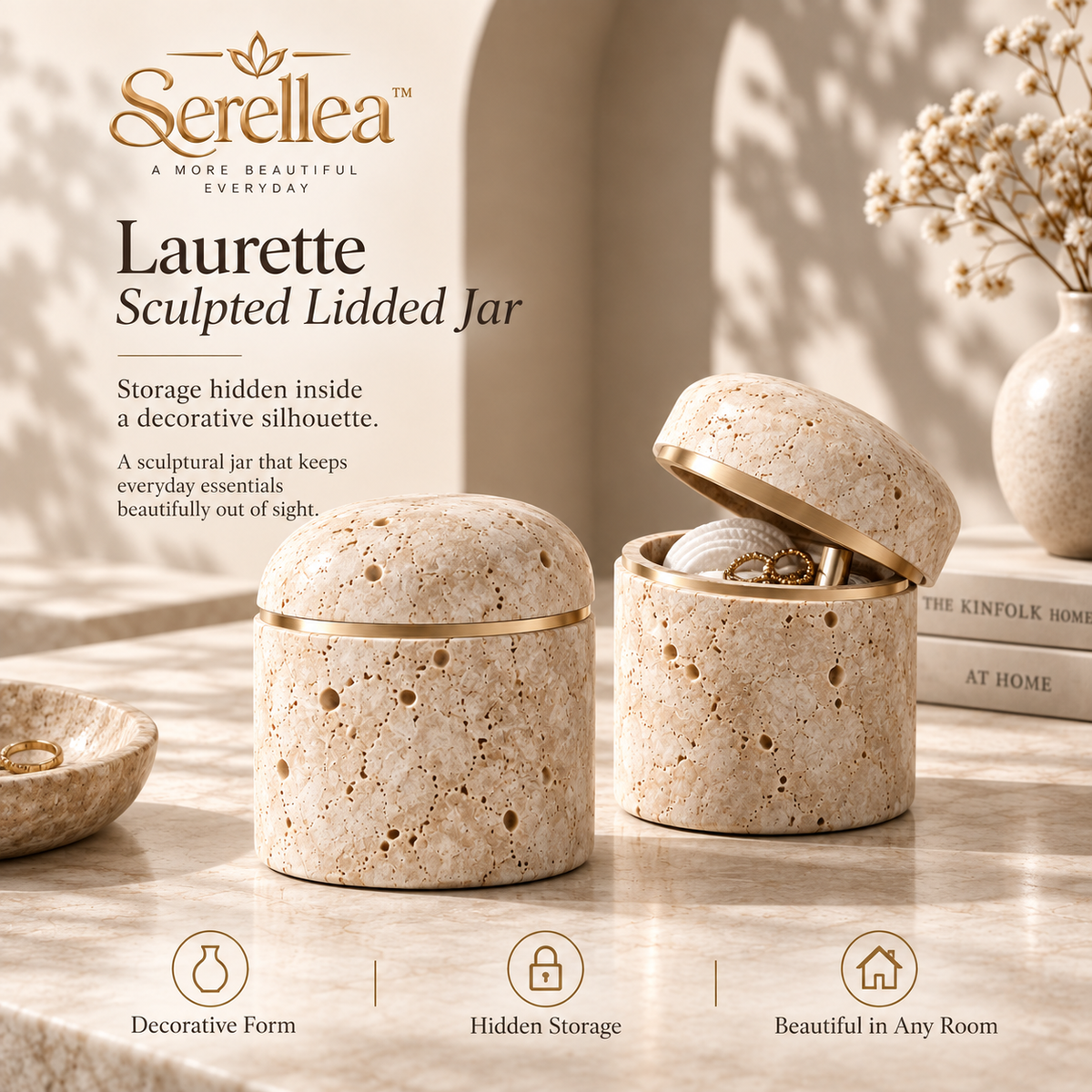 Serellea™ Laurette Sculpted Lidded Jar